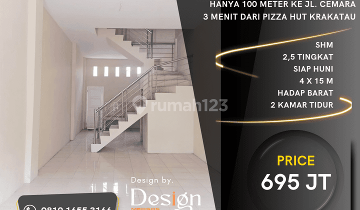 Rumah Baru. 100 M Ke Jl Cemara. 3 Menit Ke Pizza Hut Jl. Krakatau 1