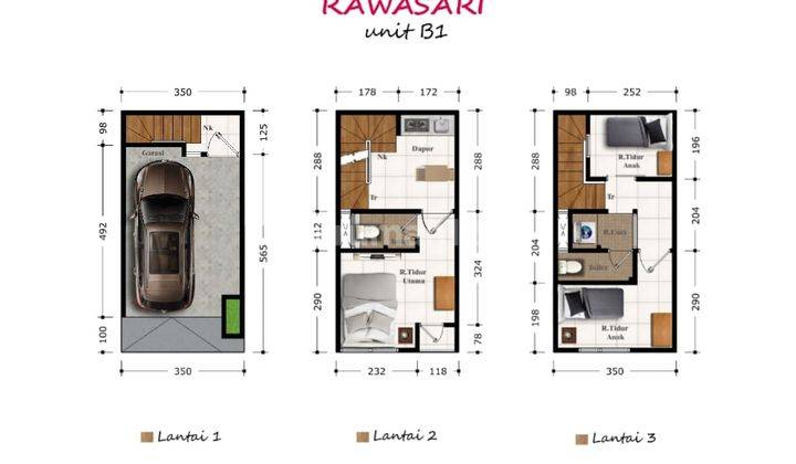 Rumah mewah cluster 3lt luas 73m2 ada kolam renang bersama di cempaka putih 2