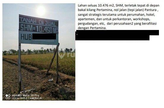 Dijual Tanah Kota Tuban Jawa Timur Pinggir Jalan Nol Jalan Utama Pantura Seluas 10.476 M2 Dengan Harga Murah 1