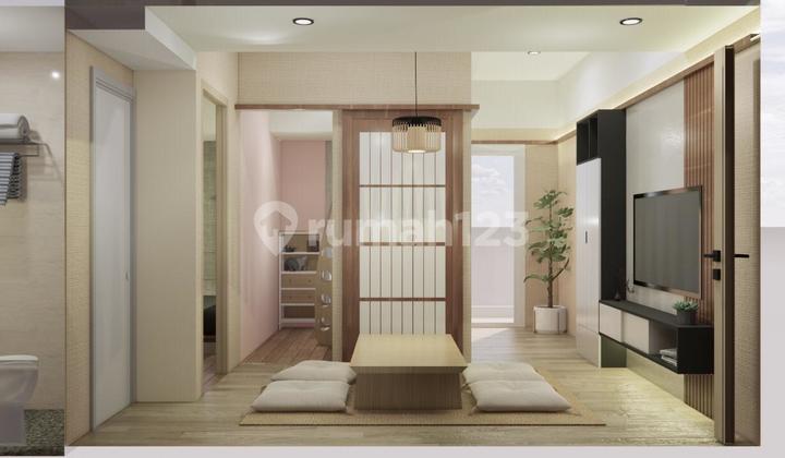 fully furnish interior japan, apartemen tokyo pik2 type 2br di rombak 1br 36m2 siap huni