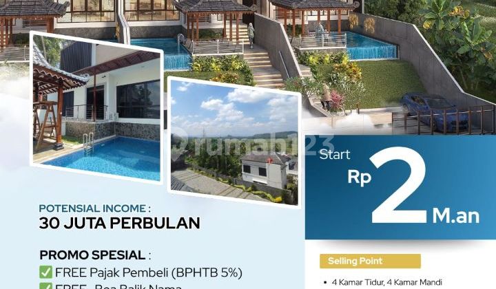 Rumah Villa Dijual Bangunjiwo Kasihan Ada Kolam Renang View Sawah Pemandangan Menenangkan Nyaman