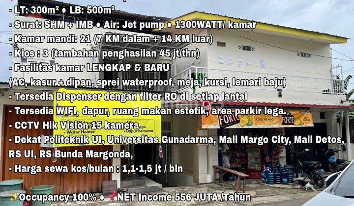 Dijual Murah: Rumah Kost 3 Lantai Dekat East Beji Depok 1