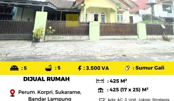 Dijual Rumah yang Luas di Korpri Jaya Sukarame Kota Bandar Lampung