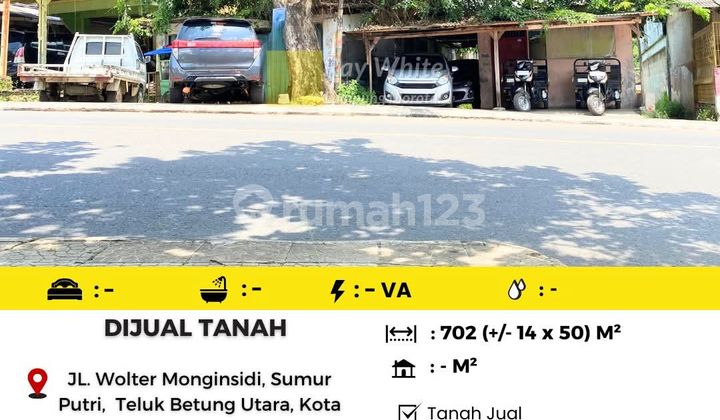 Tanah 702 M2 Jl Wolter Monginsidi Teluk Betung Utara Bandar Lampung