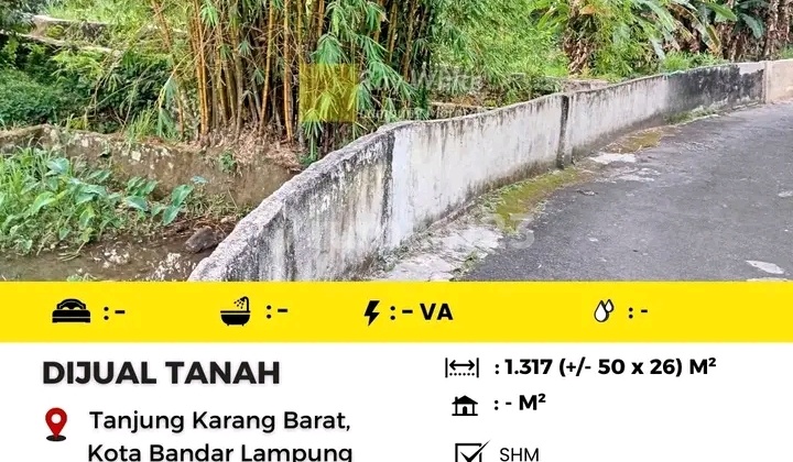 tanah luas 1317 m2 di segalamider bandar lampung