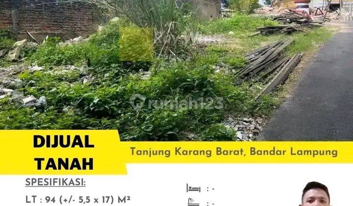 tanah 94 m2 gedung air bandar lampung 1