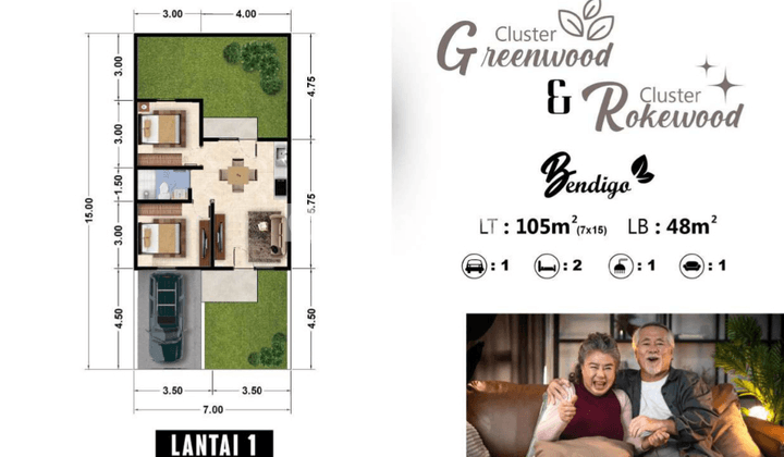 Rumah Clustur Tipe Bendigo 7x15 2