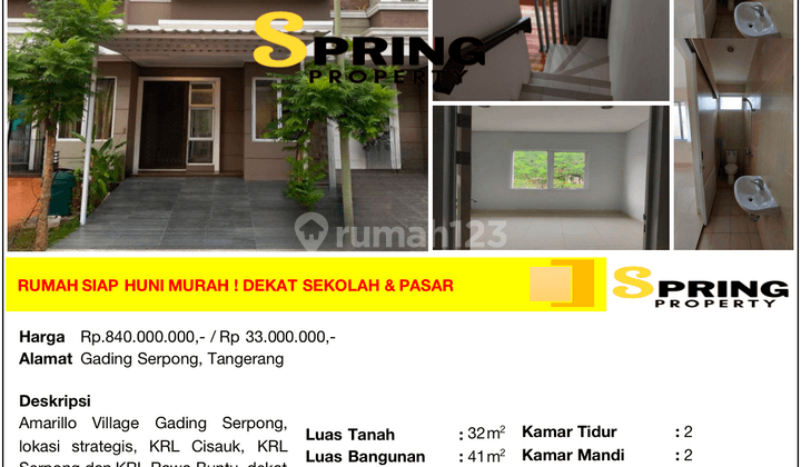 Rumah Amarillo Village Gading Serpong Dekat Stasiun Serpong Bsd 1