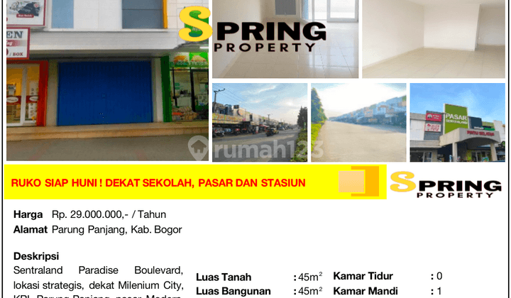 Ruko Sentraland Paradise Dekat Stasiun Pasar Parung Panjang Bogor 2