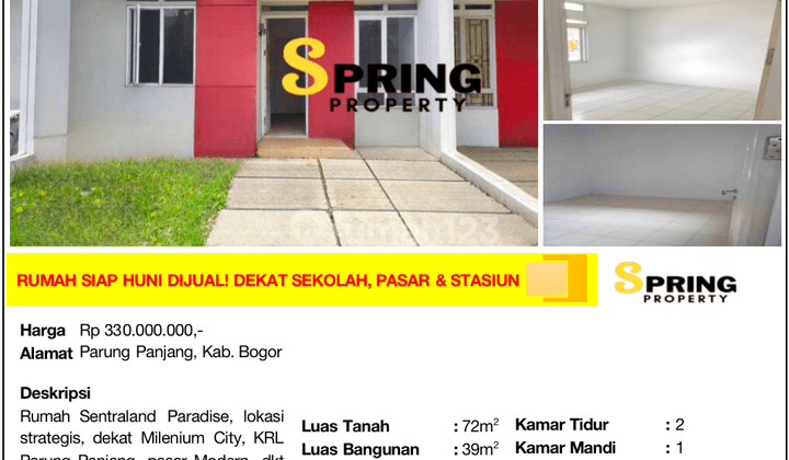 Rumah Murah Sentraland Paradise Stasiun Parung Panjang Bogor 1