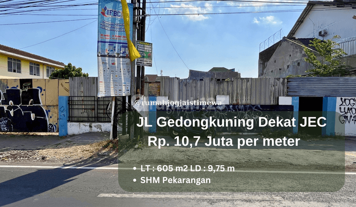 Tanah Pinggir Jalan Raya Gedongkuning Pusat Kota Dekat Jec 1