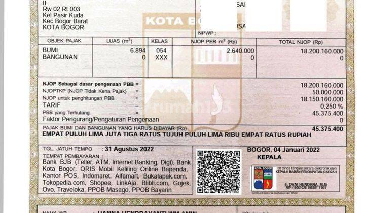 Dijual tanah di Ciomas Bogor harga murah 5