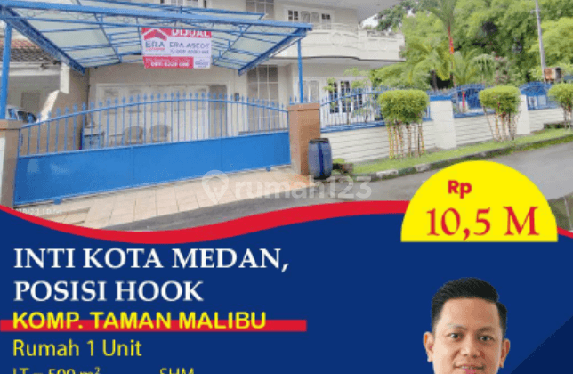 Rumah 2 Lantai Hook Bagus SHM di Medan Polonia, Medan 1