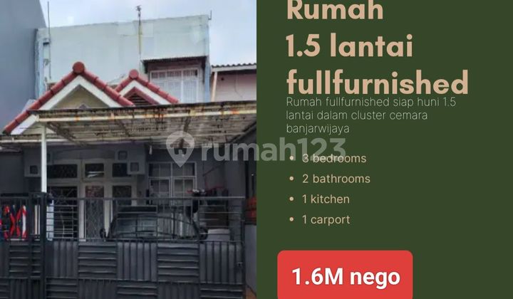 Rumah 1.5 lantai Sudah Renovasi di Cemara 1 banjar wijaya 
