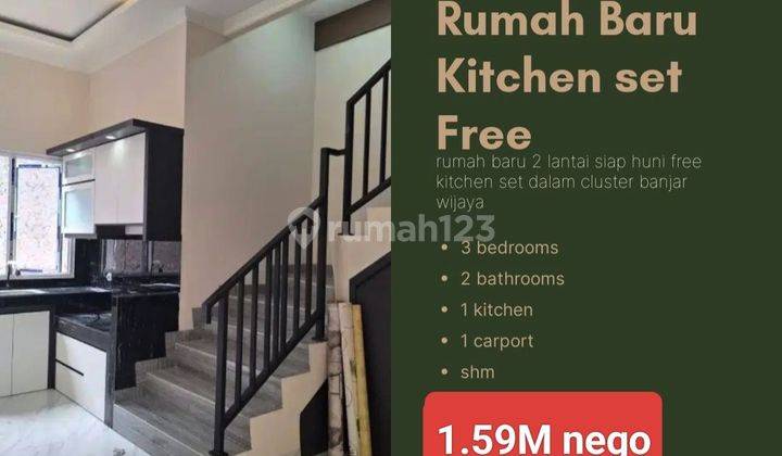 Rumah baru !!! 2 Lantai SHM di Cluster cattleya banjar wijaya  1