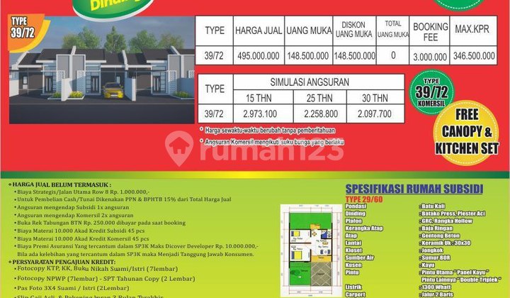 Rumah Subsidi Bank Syariah Readystock di Cikarang Selatan 5