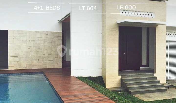 Sewa Rumah Menteng LT 664 LB 600, 4+1 BR, Pool, Newly Refurbished
