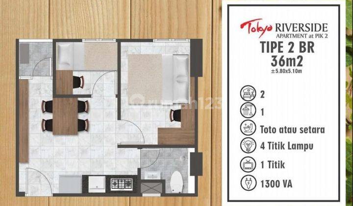 Disewakan Apartemen Tokyo Pik 2 2 Bedroom 36m Unit Sangat Nyaman 2