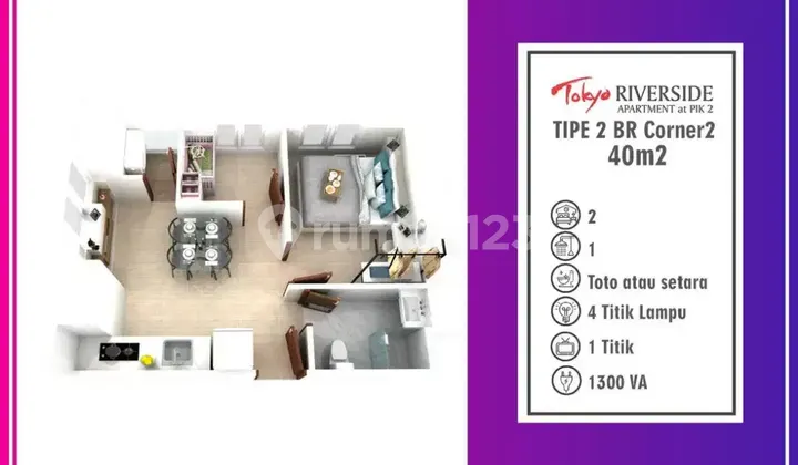 Dijual Apartement Tokyo Riverside Pik 2 Unfurnished Ukuran 40m2 2