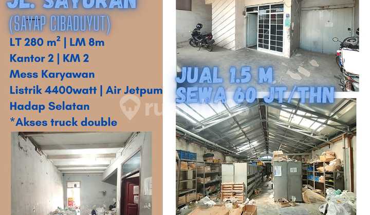 sewa atau jual Gudang di daerah Sayuran 280 m SHM Bagus 5