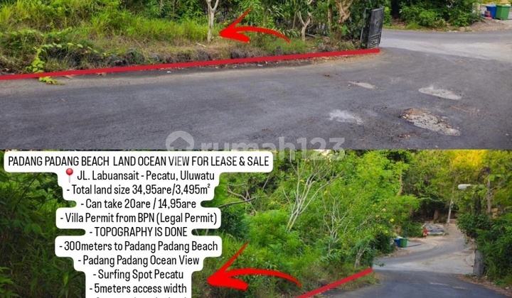 Padang Padang Beach Ocean View Land For Lease Padang Padang Beach Ocean View Land For Lease