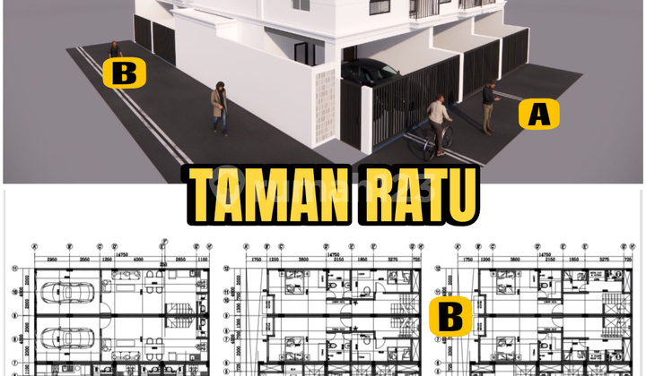 Rumah Baru 3lt Row Jalan Besar Bebas Banjir Taman Ratu Jakarta Barat  2