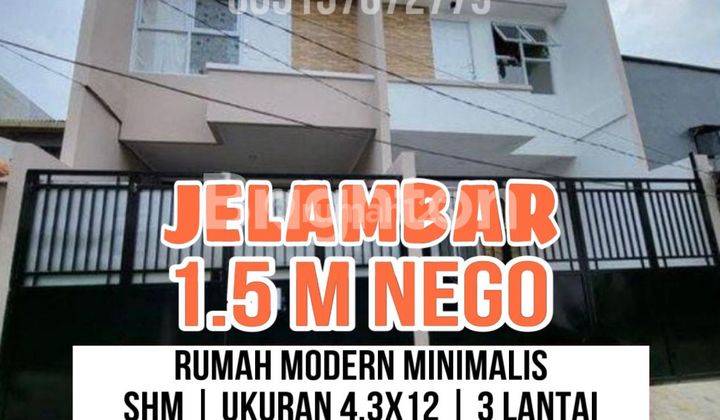 RUMAH TINGGAL 3 LANTAI DENGAN KONSEP MODERN MINIMALIS DI JELAMBAR, GROGOL PETAMBURAN, JAKARTA BARAT 1