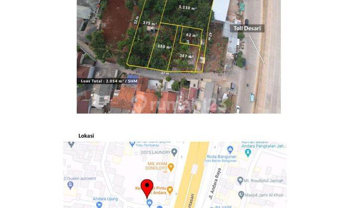 Dijual Tanah Komplek Andara Dengan Luas 2054 M2 Dekat Dengan Dengan Toll Desari, Depok Jawab Barat 1