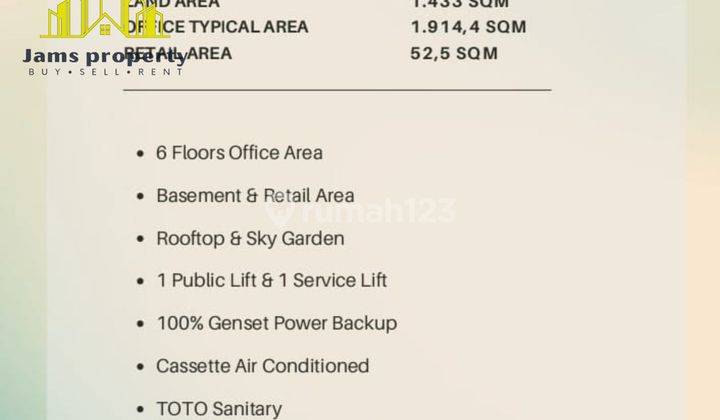 Dijual Office One 6 Lantai Luas 1.433 M2 Ready To Move In Area Srategis di Tb Simatupang Jakarta Selatan 2