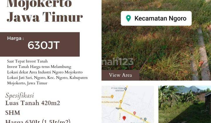 Jual Tanah di Jl Jatisari, Ngoro, Mojokerto SHM 1