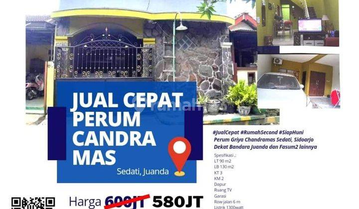 Jual Cepat Rumah 2 Lt di Perumahan Griya Candra Mas Sedati Sidoarjo SHM 2 Lantai Bagus Selatan 1