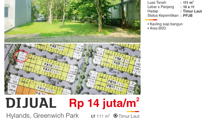 Jual Kavling Hoek Cluster Hylands Greenwich Bsd Dan Gs