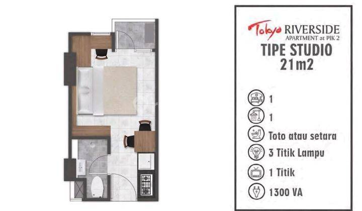 Tokyo Riverside Disewakan Tipe Studio 21M2 Kosong Murah 2