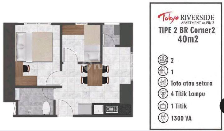 Tokyo Riverside Disewakan 2 Bedroom Luas 40m2 Murah 2