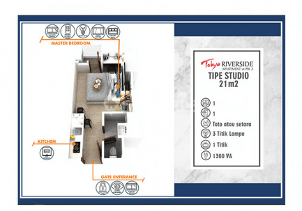 DIJUAL STUDIO TOKYO RIVERSIDE APARTEMEN ADA AC MURAH 1