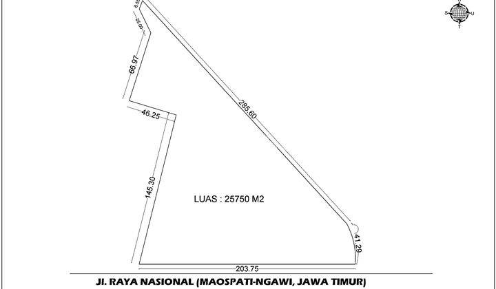 Dijual Tanah Strategis Ngawi  2,5 Hektar