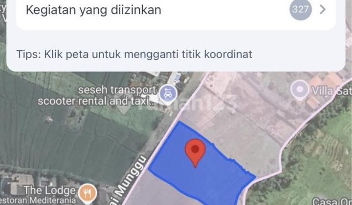 Disewakan Tanah 20 Are SHM di Seseh Beach