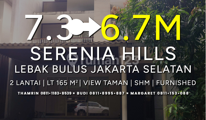 TURUN HARGA! Rumah 2 Lantai, Furnished, View Taman, Serenia Hills Ultimate, Lebak Bulus, Jakarta Selatan