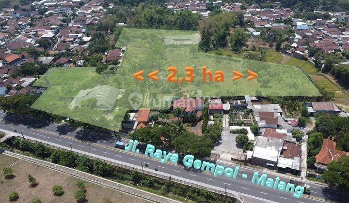 Dijual Tanah 2,3ha Raya Gempol Malang Dekat Purwodadi, Sukorejo, Taman Safari 2