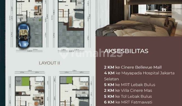 Rumah didekat stasiun MRT TOL cinere bellavue Mall & south city  jakarta selatan Hanya 1 M an 2