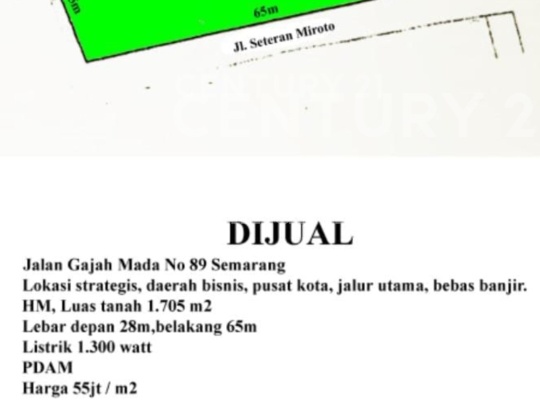 Tanah Di GAJAH MADA Jln Utama Bebas Banjir,di Tengah Kota 1