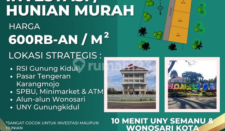 Tanah Murah di Karangmojo Dekat Rsi Gunungkidul Wonosari Kota SHM