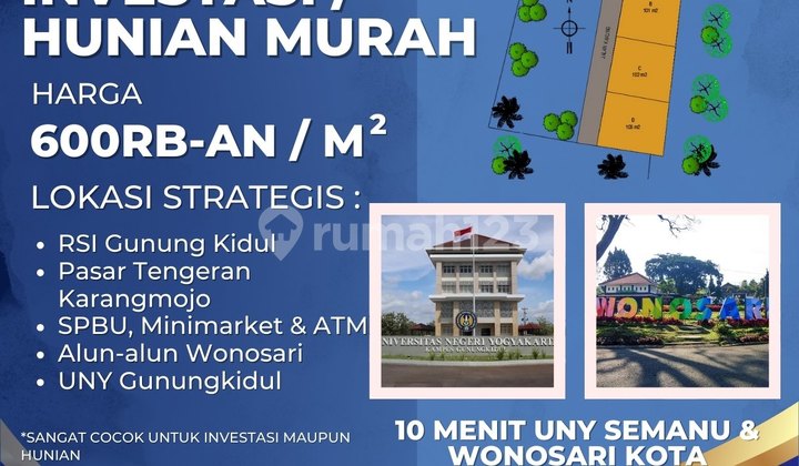 Tanah Murah di Karangmojo Dekat RSI Gunungkidul Wonosari Kota SHM Tanah Murah di Karangmojo Dekat RSI Gunungkidul Wonosari Kota SHM