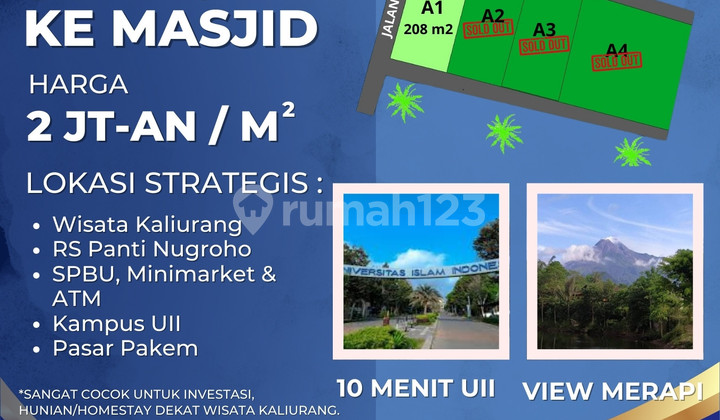 Tanah SHM Pekarangan di Pakem Sleman Dekat Kampus Uii Kaliurang