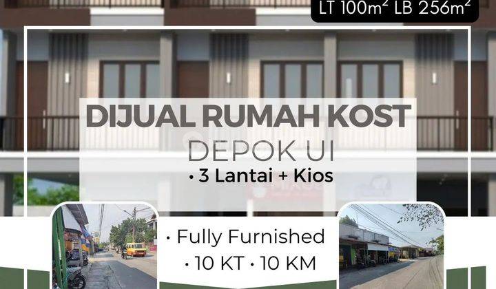 Dijual Kos Kosan UI Depok+Kios Pinggir Jl Angkot Fully Furnished 1