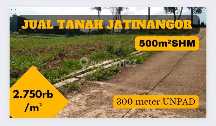 Jual Tanah Jatinangor 300meter Gerbang UNPAD, Lt 500m² SHM 1