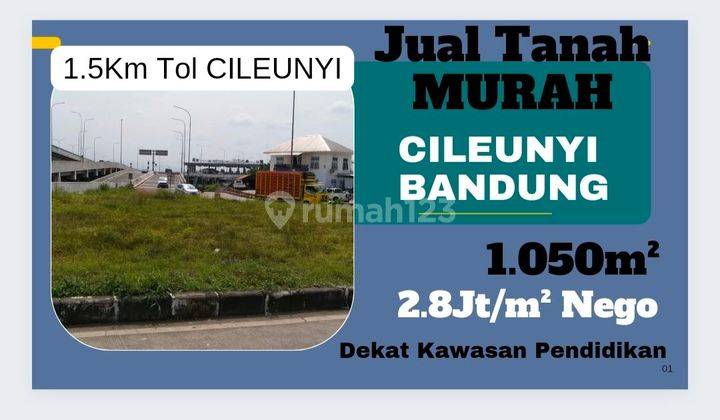 Jual Tanah Murah Bandung SHM, Pinggir Jln Dekat Tol Cileunyi  2