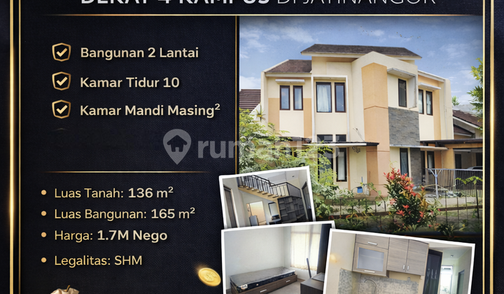 For Sale: Jatinangor Boarding House Near 4 Campuses, 10 Rooms, 136M² Land Area with SHM Certificate