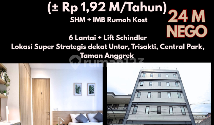 Jual Kost Tanjung Duren Roi 8-10% Nett Income 160jt/bln 77 Kamar