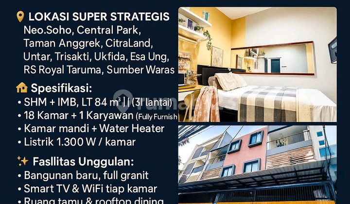 Jual Rumah Kost Grogol 18 Kamar Full Sewa Income 400jutaan/thn Jual Rumah Kost Grogol 18 Kamar Full Sewa Income 400jutaan/thn